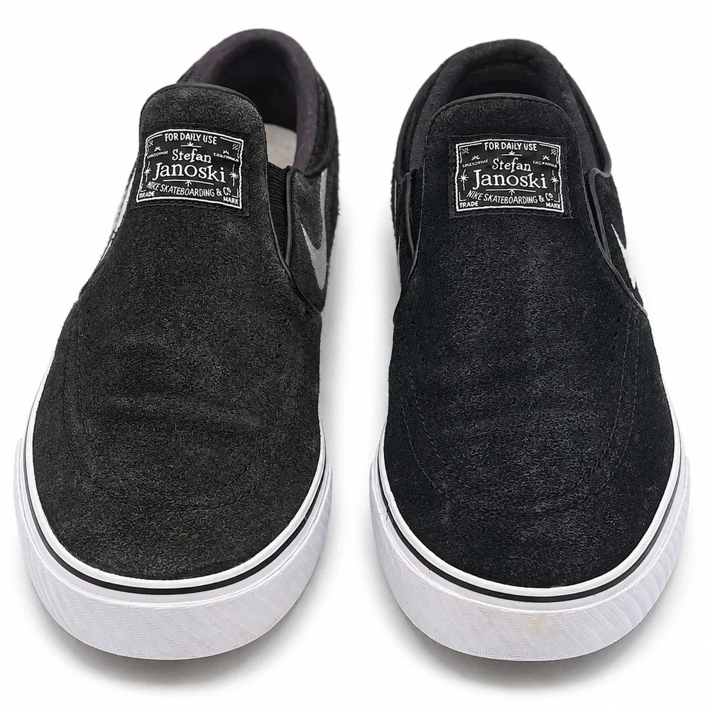 Nike SB Stefan Janoski+ Slip Men's Size 8 Black White Skate Sneakers FN5893-001